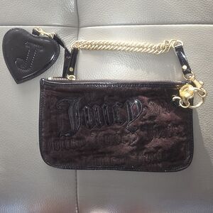 VINTAGE  JUICY COUTURE Black Velour Wrislet Bag